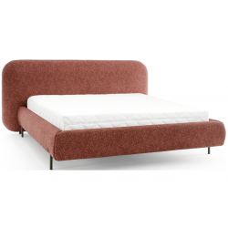 Lit coffre avec grande tête de lit - ANAYA - 160x200 cm / Tissu boucl