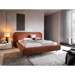 Lit coffre avec grande tête de lit - ANAYA - 180x200 cm / Tissu gris