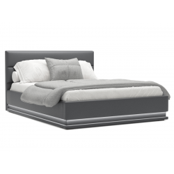 Lit coffre avec led - DARMON - 140x190 cm / Simili-cuir blanc