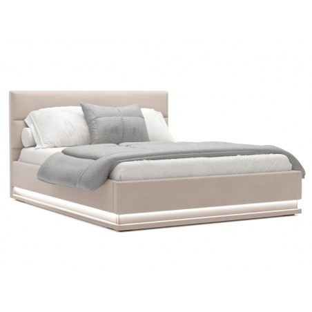 Lit coffre avec led - DARMON - 160x200 cm / Velours beige