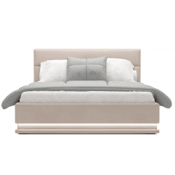 Lit coffre avec led - DARMON - 180x200 cm / Simili-cuir blanc