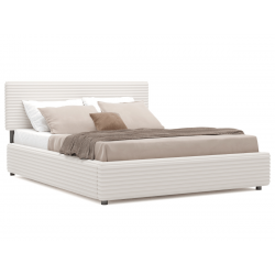 Lit coffre avec tissu tendance RUBIS - Velours gris / 140x190 cm