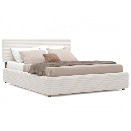 Lit coffre avec tissu tendance RUBIS - Velours gris / 160x200 cm