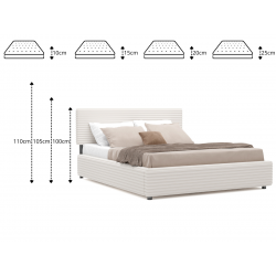 Lit coffre avec tissu tendance RUBIS - Velours noir / 160x200 cm