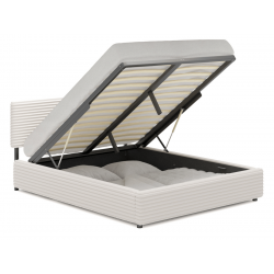 Lit coffre avec tissu tendance RUBIS - Velours noir / 180x200 cm