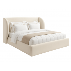 Lit coffre design - AMBRE - Velours beige / 160x200 cm