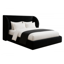 Lit coffre design - AMBRE - Velours beige / 180x200 cm