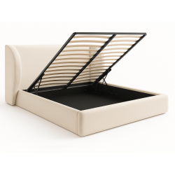 Lit coffre design - AMBRE - Velours noir / 160x200 cm