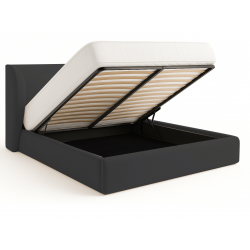 Lit coffre design - AMBRE - Velours noir / 180x200 cm