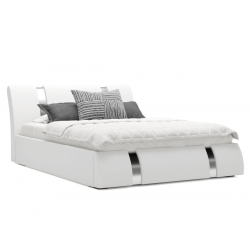 Lit coffre design avec bande métallique - ATILLA - 140x190 cm / Simil