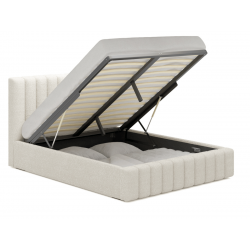 Lit coffre design - CELINE - Tissu velours noir / 180x200 cm