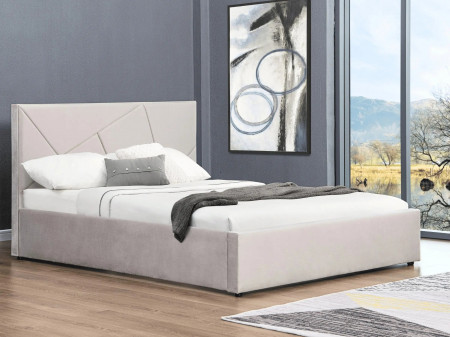 Lit coffre design - LEA - 140x190 cm / Velours taupe