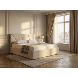 Lit coffre design - LEA - 180x200 cm / Velours taupe