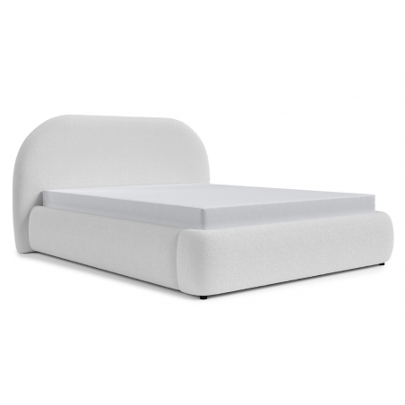 Lit coffre design - MALO - Tissu velours beige / 160x200 cm