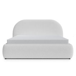 Lit coffre design - MALO - Tissu velours beige / 160x200 cm