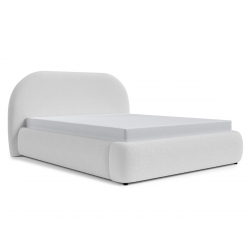 Lit coffre design - MALO - Tissu velours beige / 180x200 cm