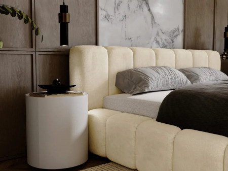 Lit coffre design matelassé - CHLOE - Velours noir / 180x200 cm