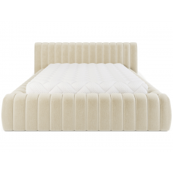 Lit coffre design - MILLA - 160x200 cm / Tissu boucle beige