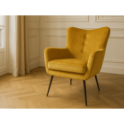 Fauteuil en velours design - ERGO - Velours jaune