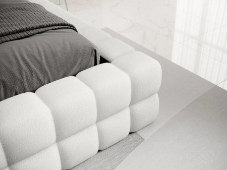 Lit coffre design rembourré - CAMILLE - Velours gris clair / 180x200 