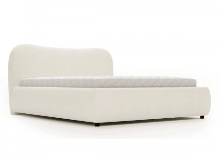 Lit coffre design - INES - Tissu boucle blanc / 160x200 cm