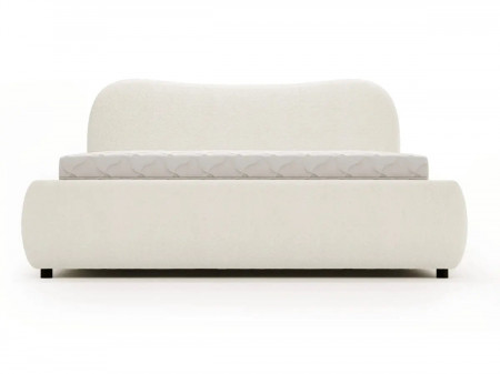 Lit coffre design - INES - Tissu boucle beige / 180x200 cm