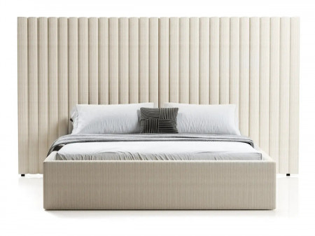 Lit coffre grande tête de lit XXL - EMILIE - 180x200 cm / Tissu boucl