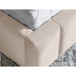 Lit coffre rembourré avec LED  - JULIETTE - Velours beige / 160x200 c