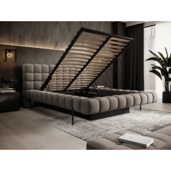 Lit coffre rembourré design - NALA - 160x200 cm / Velours marron