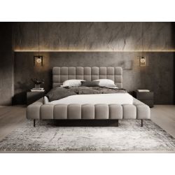 Lit coffre rembourré design - NALA - 160x200 cm / Tissu boucle terrac