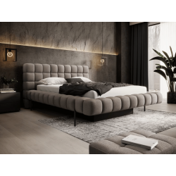 Lit coffre rembourré design - NALA - 180x200 cm / Velours bleu