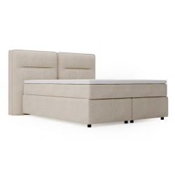 Lit complet lit Boxspring avec sommier matelas et surmatelas - NAVA - 