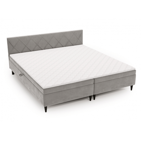 Lit complet lit Boxspring avec sommier matelas et surmatelas - EMILY - Velours gris foncé / 160x200 cm
