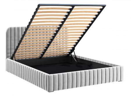 Lit design avec coffre de rangement - MAELLE - Velours gris / 180x200 