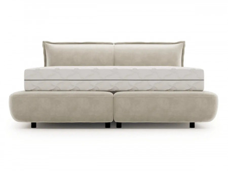 Lit design double sommier - NORA - Velours gris claire / 140x200 cm