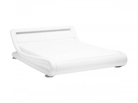 Lit design avec Led - DIANE - 90x190 cm / Simili cuir blanc
