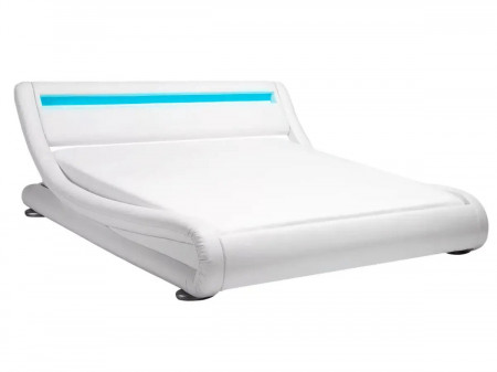 Lit design avec Led - DIANE - 140x190 cm / Simili cuir noir
