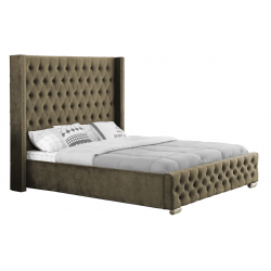 Lit capitonné design velours avec grande tête de lit - ELARA - 140x1