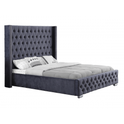 Lit capitonné design velours avec grande tête de lit - ELARA - 180x2