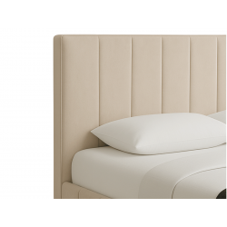 Lit double en velours beige  et pieds dorés – Clémence - 160x200 c