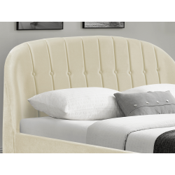 Lit en velours avec tête de lit arrondie capitonnée, sommier inclus 