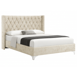 Lit Lillian en velours capitonné avec strass – Design élégant - 1