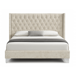 Lit Lillian en velours capitonné avec strass – Design élégant - 1