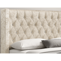 Lit Lillian en velours capitonné avec strass – Design élégant - 1