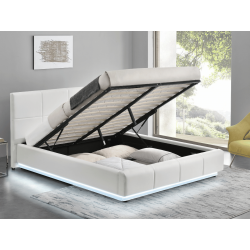 Lit LUMEA – Sommier lumineux avec coffre de rangement - 160x200 cm /