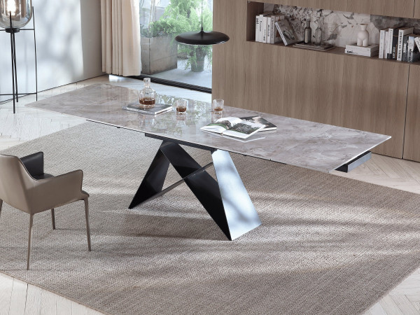 Table à manger extensible en céramique Masdar - Céramique blanc / 180-260/90 cm