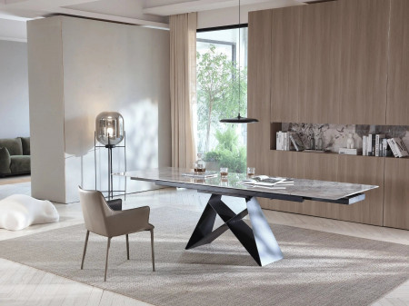 Table à manger extensible en céramique Masdar - Céramique gris / 18