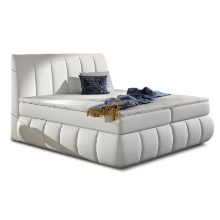 Lit Boxspring Mateo – Lit Complet avec Matelas, Sommier, Coffre de Rangement et Tête de Lit Design - 180x200 cm / Simili Cuir ma