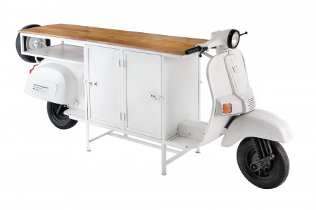 Meuble bar extravagant SCOOTER 250cm blanc rétro console scooter avec