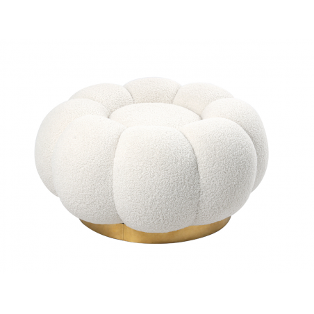 Pouf avec piètement couleur or - BLUM - Tissu boucle créme